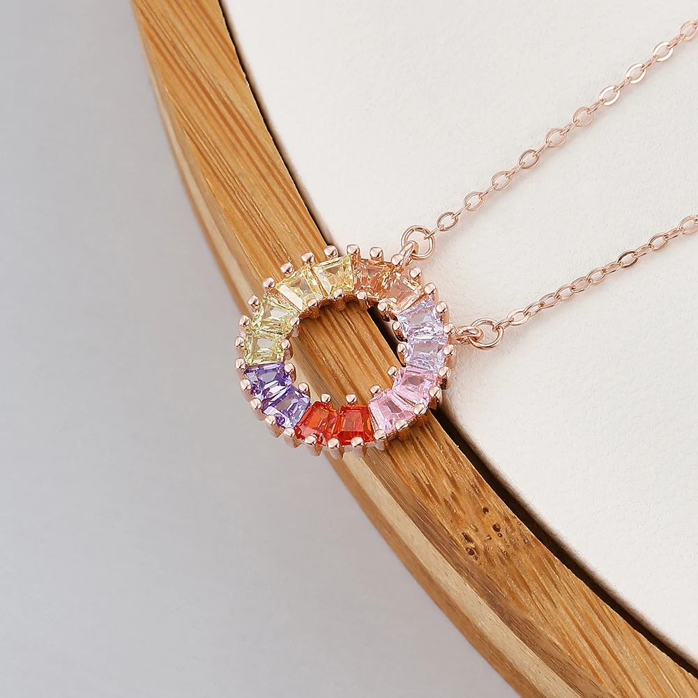 SILVERHOO Necklace For Women 925 Sterling Silver Inlay Colorful Zircon Rainbow Type Pendent Necklace Elegent Stylish Jewelry
SILVERHOO Necklace For Women 925 Sterling Silver Inlay Colorful Zircon Rainbow Type Pendent Necklace Elegent Stylish Jewelry