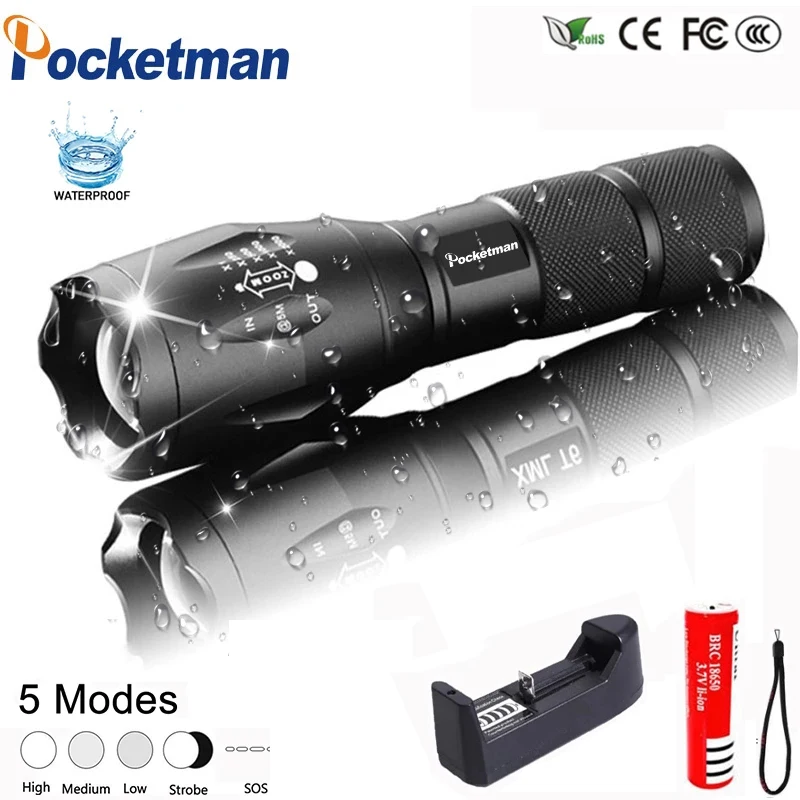 Pocketman LED Rechargeable Flashlight Tactical Zoomable Torch With 18650 Battery Flashlight Lantern Torch for Outdoor Camping
Pocketman LED Rechargeable Flashlight Tactical Zoomable Torch With 18650 Battery Flashlight Lantern Torch for Outdoor Camping