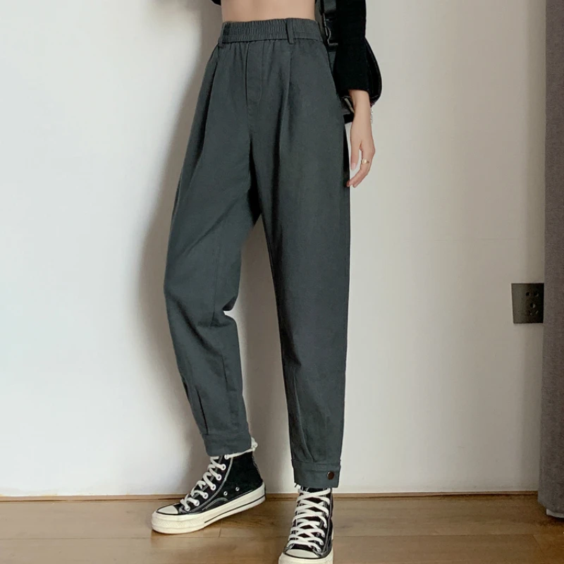 Women Elastic High Waist Harem Pants 2021 Spring Loose Wide Leg Pant Casual Female BF Streetwear Harajuku Straight Long Trousers
Women Elastic High Waist Harem Pants 2021 Spring Loose Wide Leg Pant Casual Female BF Streetwear Harajuku Straight Long Trousers