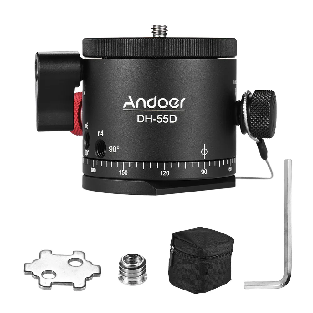 Andoer DH-55D HDR Panorama Tripod Head Panoramic Ball Head with Indexing Rotator Aluminum Alloy Max. Load 15kg/33Lbs
Andoer DH-55D HDR Panorama Tripod Head Panoramic Ball Head with Indexing Rotator Aluminum Alloy Max. Load 15kg/33Lbs