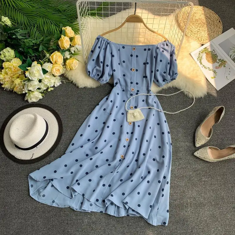 New Women Dot Dress Elegant Summer Short Sleeve Off Shoulder Sexy Bodycon Dress Ladies Beach Blue Long Robe Party Dress Vestidos
New Women Dot Dress Elegant Summer Short Sleeve Off Shoulder Sexy Bodycon Dress Ladies Beach Blue Long Robe Party Dress Vestidos