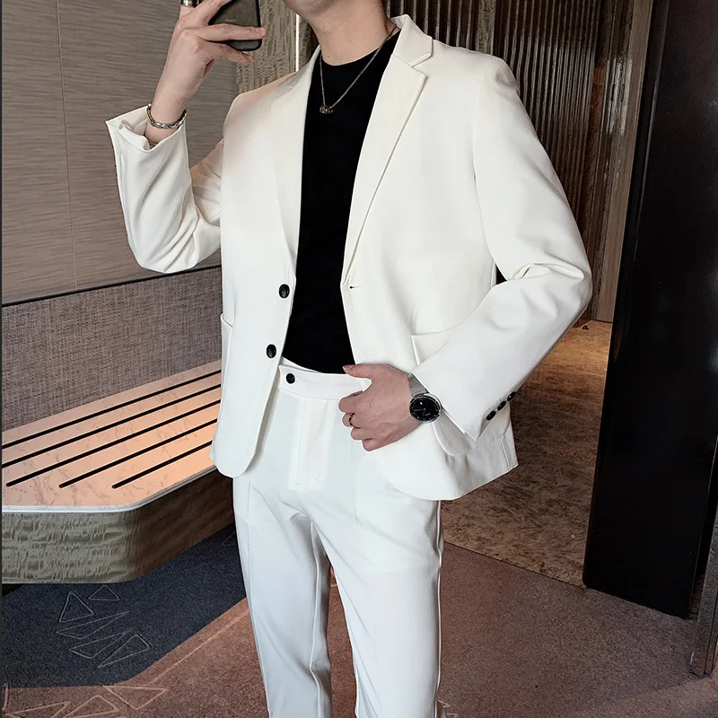 Мужской костюм из двух предметов, британский стиль, костюм лучшего мужчины для жениха, корейский белый костюм
Мужской костюм из двух предметов, британский стиль, костюм лучшего мужчины для жениха, корейский белый костюм