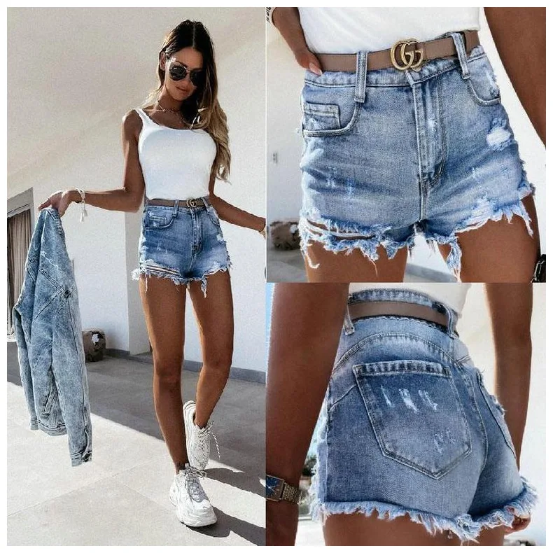 WEPBEL Denim Shorts Women's Casual Solid Color Buttons Ripped Shorts Summer Fashion Mid Waist Pocket Denim Straight Shorts
WEPBEL Denim Shorts Women's Casual Solid Color Buttons Ripped Shorts Summer Fashion Mid Waist Pocket Denim Straight Shorts