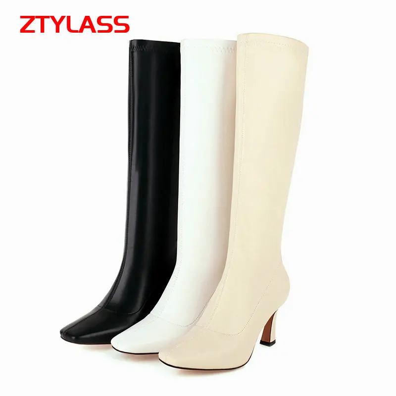 2021 Autumn Women Boots Square Toe Knee High Boots Fashion High Heel Long Boots Zipper Winter Plush Shoes Ladies White Black
2021 Autumn Women Boots Square Toe Knee High Boots Fashion High Heel Long Boots Zipper Winter Plush Shoes Ladies White Black