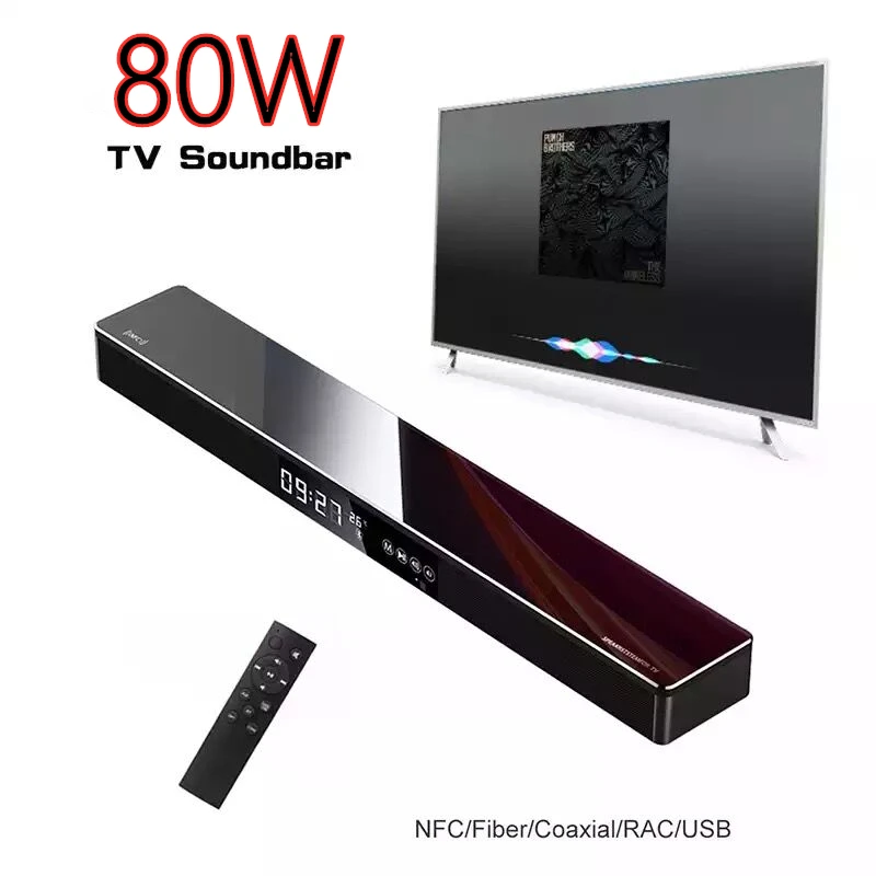 

~80W Super Power TV Soundbar Home Theater Audio System Echo Wall Stereo Surround caixa de som with LED Clock Display Thermometer