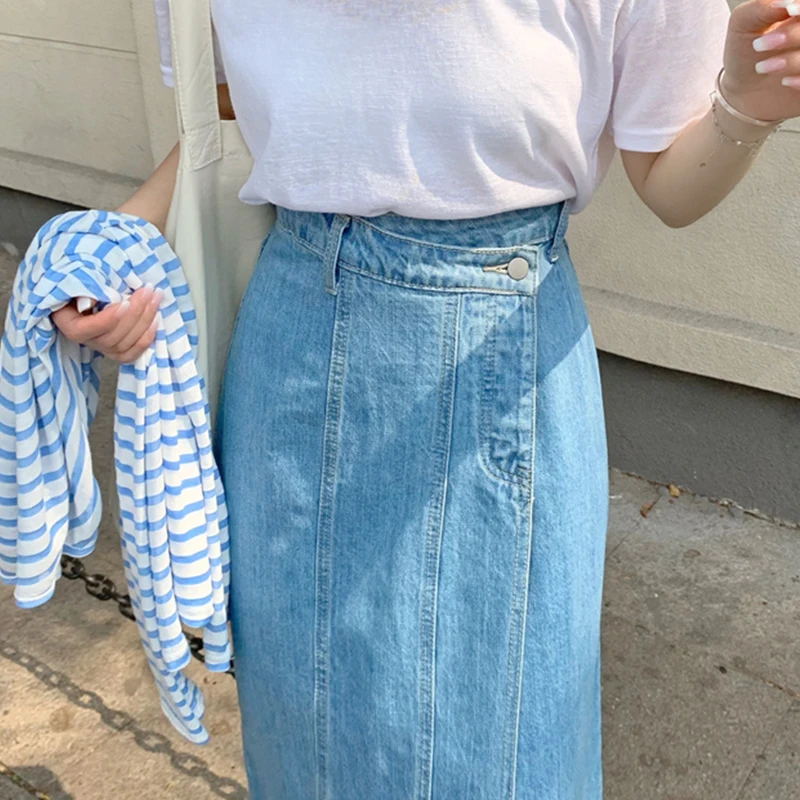 High Waist Solid Denim Skirt Woman College Style Loose Slit Irregular Skirt Women Summer Slim Women'S Denim A-Line Skirt 2021
High Waist Solid Denim Skirt Woman College Style Loose Slit Irregular Skirt Women Summer Slim Women'S Denim A-Line Skirt 2021