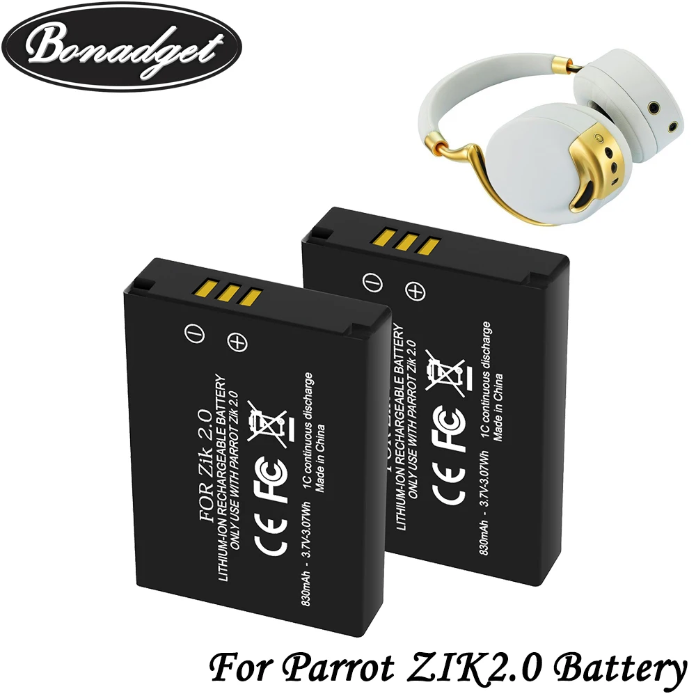 Bonadget 2pack Replacement 3.7v Li-ion 830mAh For Parrot Zik 2.0 3.0 Wireless Bluetooth Headset MCELE00254 MH46671 Battery | Электроника