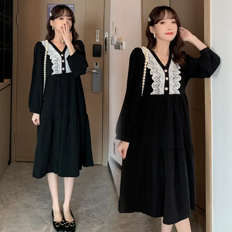 Autumn New Maternity Dress Fashion Lace Patchwork Long Sleeve V-neck Dress for Pregnant Women Pregnancy Loose Clothes
Autumn New Maternity Dress Fashion Lace Patchwork Long Sleeve V-neck Dress for Pregnant Women Pregnancy Loose Clothes
