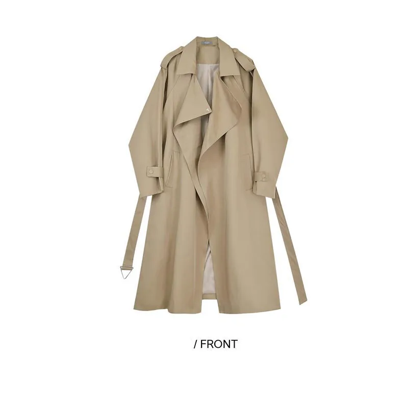 Trench Coat For Women Autumn Clothes Windbreaker Loose Commuting Wind Lapel With Belt Black Khaki British Style Mid-Length Coats 
Trench Coat For Women Autumn Clothes Windbreaker Loose Commuting Wind Lapel With Belt Black Khaki British Style Mid-Length Coats
