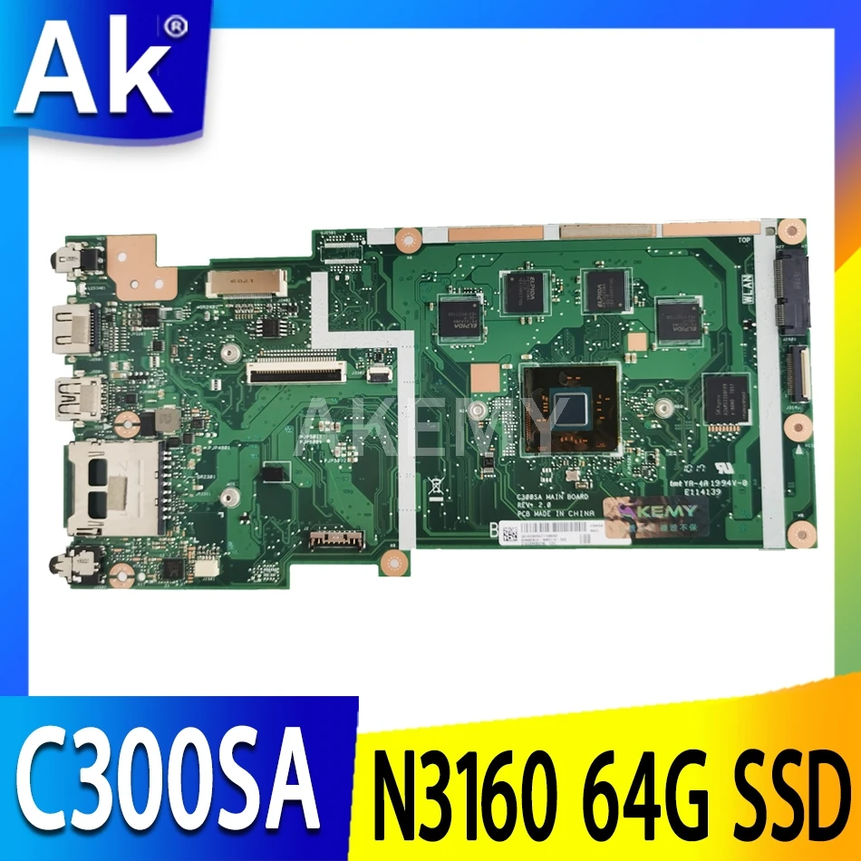 Новый C300SA 4 ГБ RAM / N3160 CPU с 64G-SSD материнская плата для ASUS C300S C300SA Материнская плата ноутбука Материнская плата
Новый C300SA 4 ГБ RAM / N3160 CPU с 64G-SSD материнская плата для ASUS C300S C300SA Материнская плата ноутбука Материнская плата