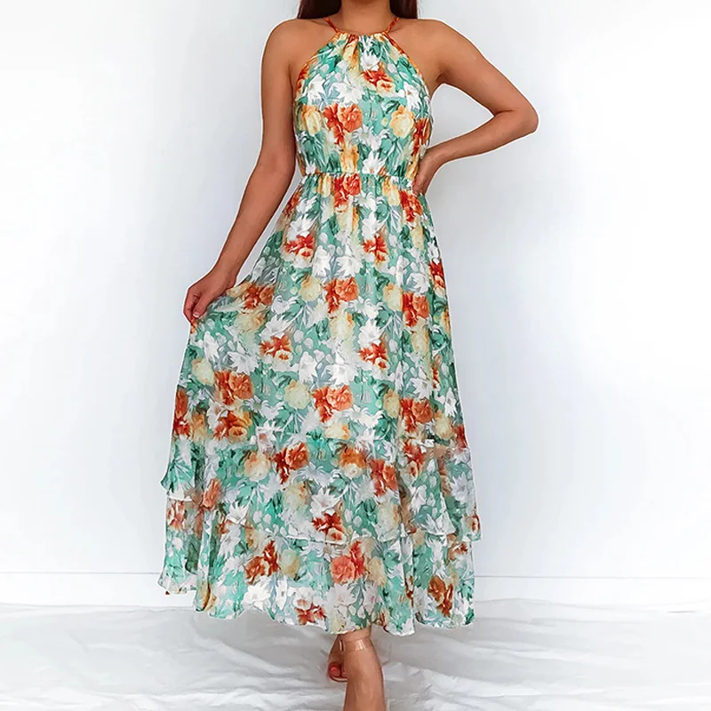 Lady Sexy Slim Beach Boho Dress Vestido Elegant Halter Sleeveless Slim Party Dress Summer Women Vintage Floral Print Long Dress
Lady Sexy Slim Beach Boho Dress Vestido Elegant Halter Sleeveless Slim Party Dress Summer Women Vintage Floral Print Long Dress