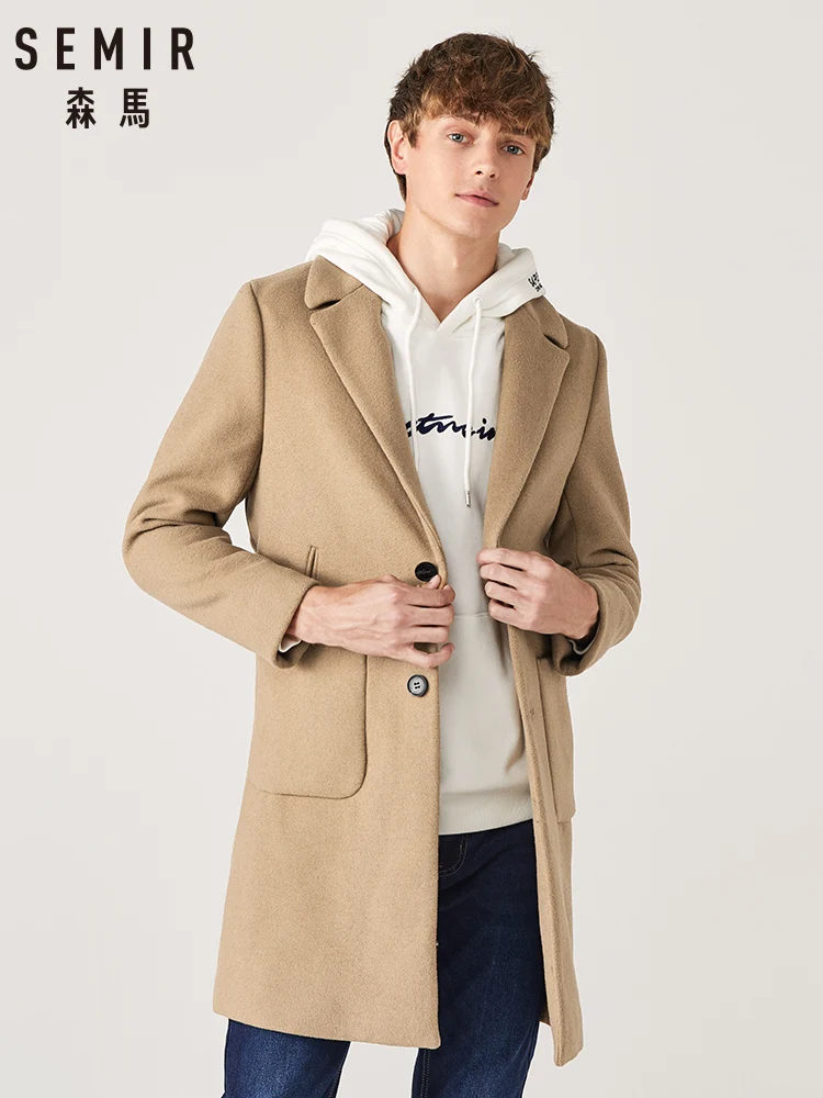 Куртка SEMIR Мужская шерстяная деловая длинное пальто с лацканами Повседневная