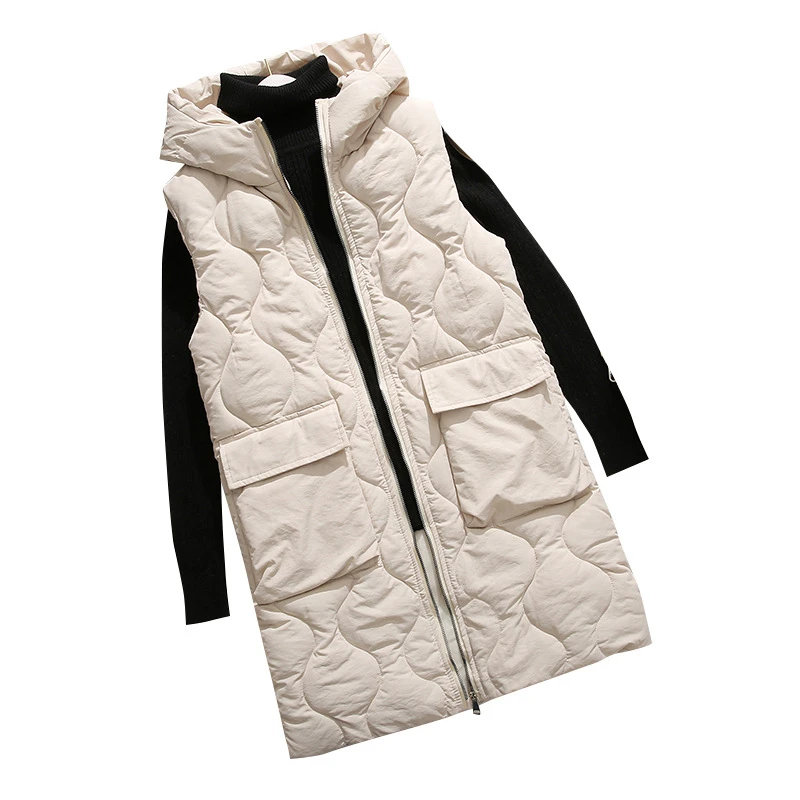 Autumn And Winter New Long Paragraph Over The Knee Hooded Cotton Vest Female Slim Sleeveless Down Womens Vests Winter Outerwear
Autumn And Winter New Long Paragraph Over The Knee Hooded Cotton Vest Female Slim Sleeveless Down Womens Vests Winter Outerwear