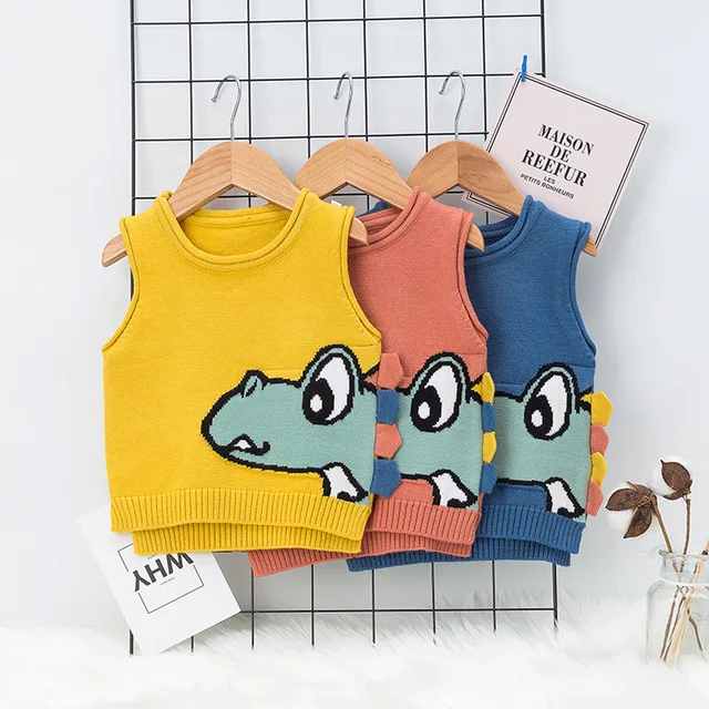 Baby Girl Boys Dinosaur Sweater Toddler Kids Pullover Knitted Vest Coat Cotton Waistcoat Children Sleeveless Sweaters
Baby Girl Boys Dinosaur Sweater Toddler Kids Pullover Knitted Vest Coat Cotton Waistcoat Children Sleeveless Sweaters