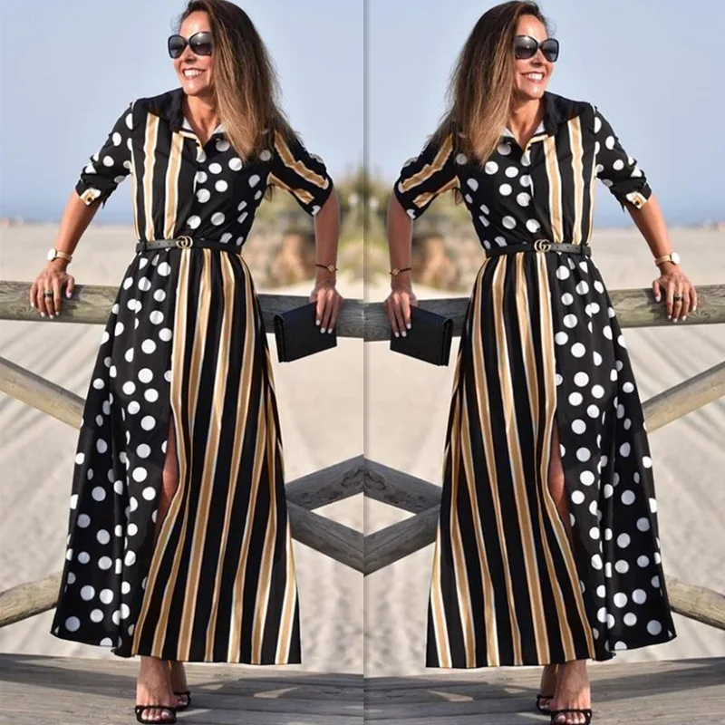 Autumn and Winter Sexy Striped Polka Dot Color Matching Sleeve Dress Women's British Style Ladies Casual Dress Skirt
Autumn and Winter Sexy Striped Polka Dot Color Matching Sleeve Dress Women's British Style Ladies Casual Dress Skirt