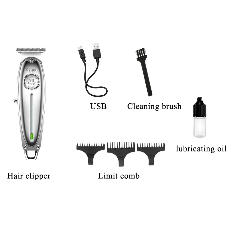 Kemei 1949 Professional Hair Clipper All Metal Men Electric Cordless Hair Trimmer 0mm Baldheaded T Blade Finish Haircut Machine 
Kemei 1949 Professional Hair Clipper All Metal Men Electric Cordless Hair Trimmer 0mm Baldheaded T Blade Finish Haircut Machine