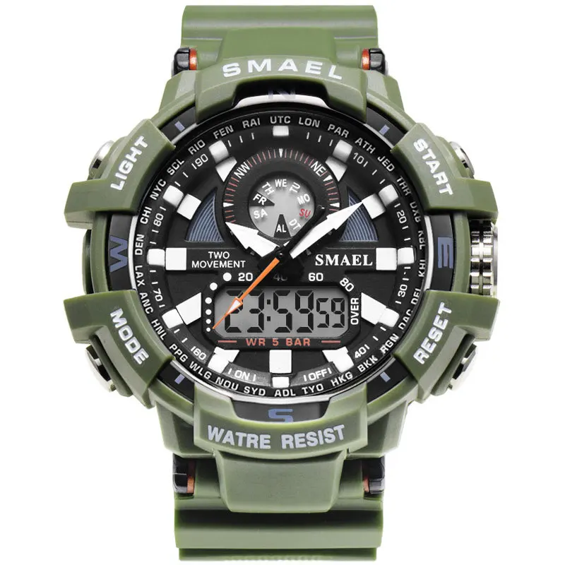 SMAEL Brand Men's Waterproof Sport Watch Dual Display Analog Digital LED Electronic Quartz Military Wristwatch relogio masculino
SMAEL Brand Men's Waterproof Sport Watch Dual Display Analog Digital LED Electronic Quartz Military Wristwatch relogio masculino