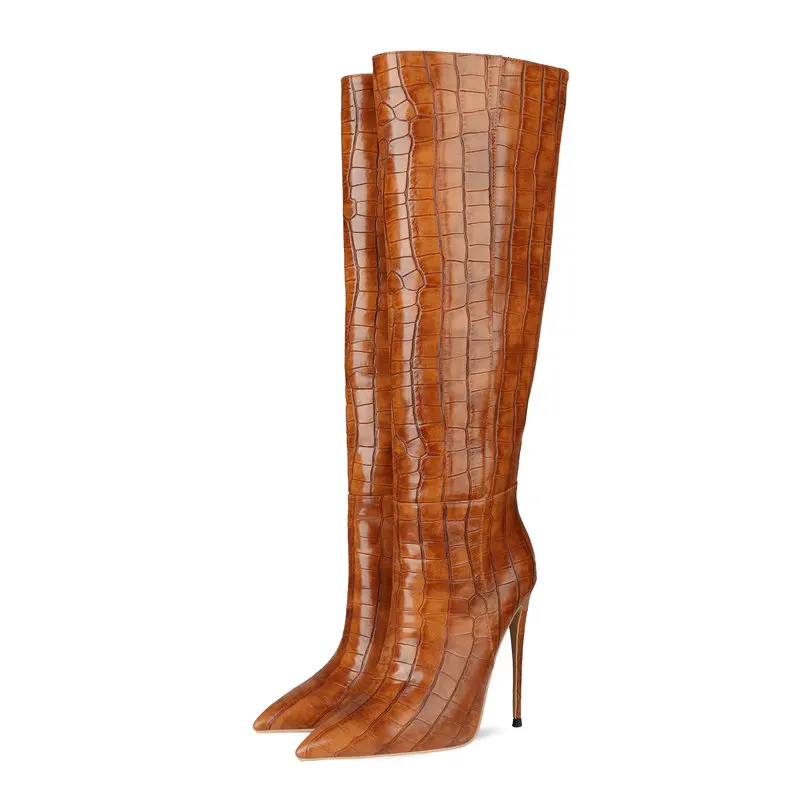Brown Ladies Knee High Boots Stone Pattern Zipper Women's Shoes Spring and Autumn Loose Stiletto Heels Large Size Knight Boots
Brown Ladies Knee High Boots Stone Pattern Zipper Women's Shoes Spring and Autumn Loose Stiletto Heels Large Size Knight Boots