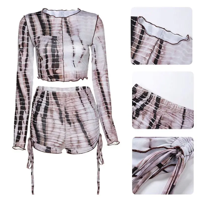 Women Gradient Tie-Dye Print 2 Piece Outfit Long Sleeve Ruffles Crop Top High Waist Ruched Drawstring Shorts Tracksuit
Women Gradient Tie-Dye Print 2 Piece Outfit Long Sleeve Ruffles Crop Top High Waist Ruched Drawstring Shorts Tracksuit