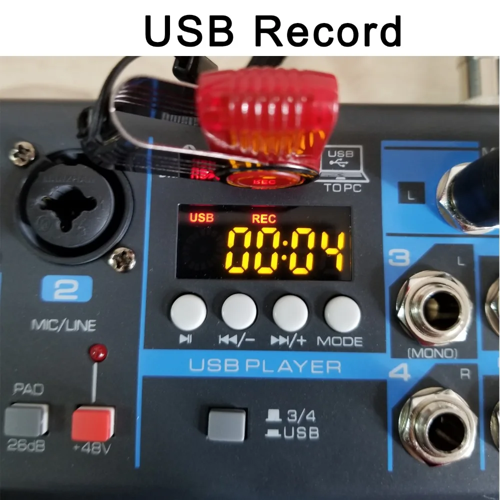 AM-04 2 Mono + 1 Stereo 4 Channels Bluetooth USB 48V Phantom Professional DJ Audio Mixer
AM-04 2 Mono + 1 Stereo 4 Channels Bluetooth USB 48V Phantom Professional DJ Audio Mixer