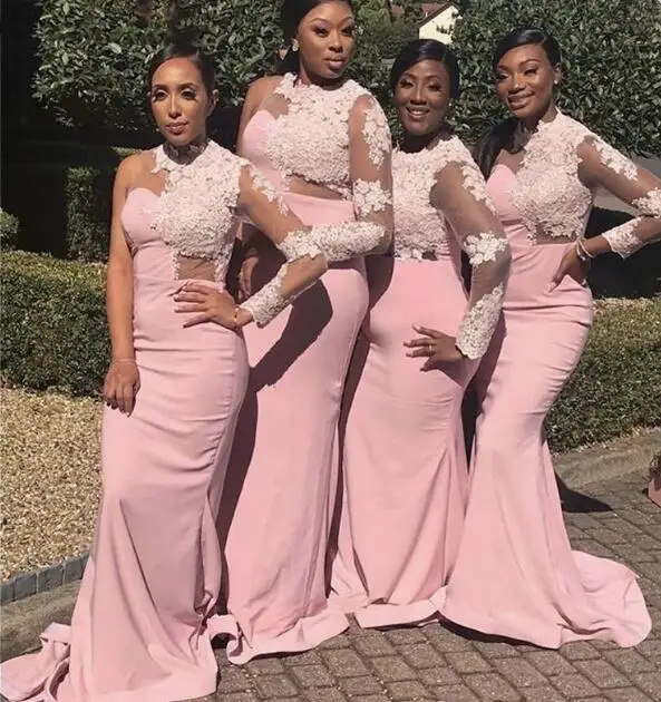 Pink South African Bridesmaid Dresses Mermaid One-shoulder Long Appliques Beaded Long Wedding Party Dresses
Pink South African Bridesmaid Dresses Mermaid One-shoulder Long Appliques Beaded Long Wedding Party Dresses