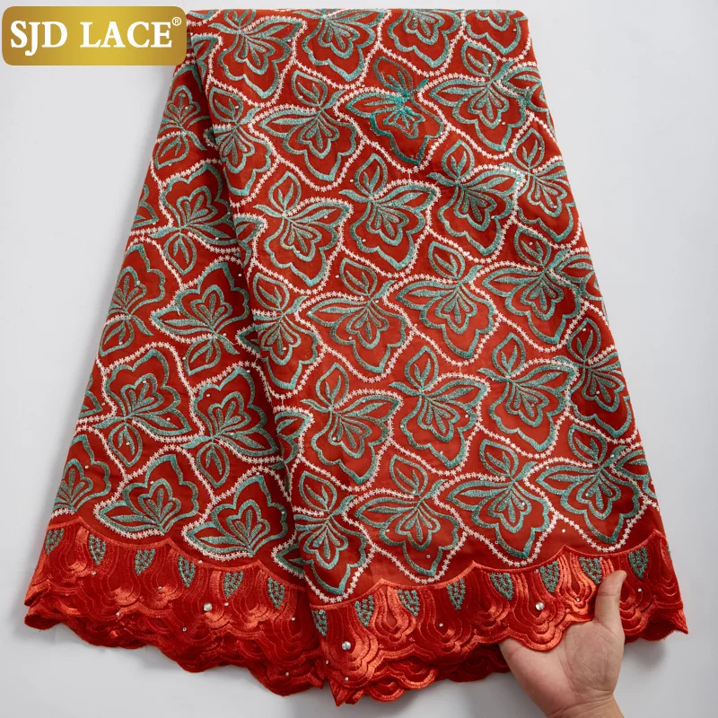 

SJD LACE Swiss Voile Lace In Switzerland Embroidery African Dry Lace Fabric 5Yards Garments Materials For Nigerian Man Sew A2370