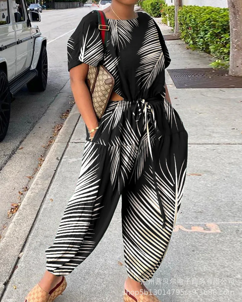 Jumpsuit Women Fashion Print Bodysuit Summer Elegant Office Casual Playsuits Short Sleeve Wide Leg Pants Female De Moda Rompers
Jumpsuit Women Fashion Print Bodysuit Summer Elegant Office Casual Playsuits Short Sleeve Wide Leg Pants Female De Moda Rompers