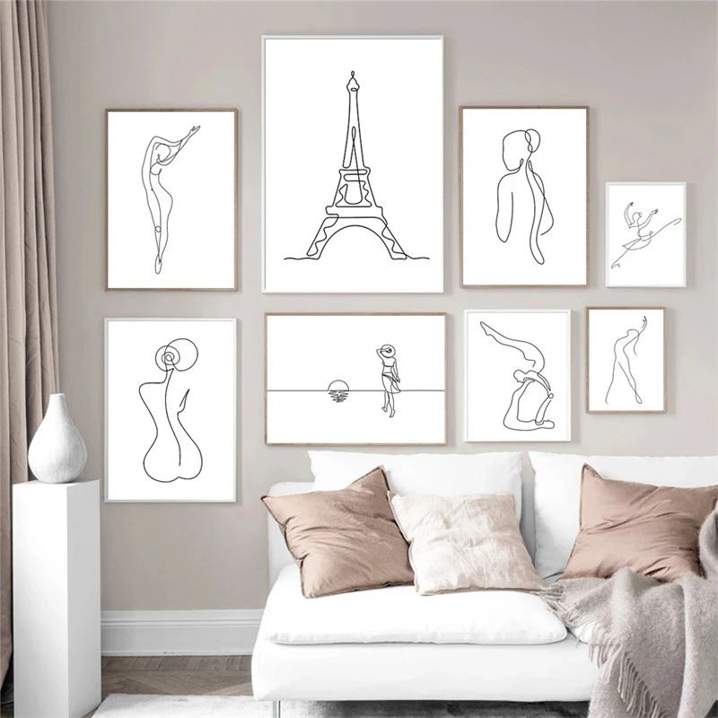 Minimalist Home Decor Line Art Girl Figure Black White Canvas Painting Wall Art Modern Nordic Poster and Print Living Room Decor
Minimalist Home Decor Line Art Girl Figure Black White Canvas Painting Wall Art Modern Nordic Poster and Print Living Room Decor