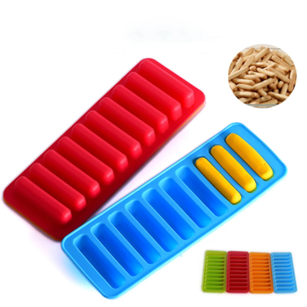10 Holes Silicone Ice Cube Moulds Long Thumb Chocolate Bar Mold Biscuit Loaf Candy Tray Ice Strip Popsicle Cake DIY Baking Tools
10 Holes Silicone Ice Cube Moulds Long Thumb Chocolate Bar Mold Biscuit Loaf Candy Tray Ice Strip Popsicle Cake DIY Baking Tools