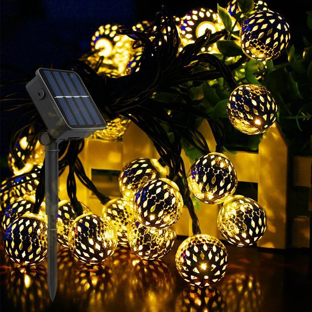 Solar String Lights Metal Hollow Ball Garden LED Waterproof Decoration Lamp Colorful Light 7m For Outdoor Garden Christmas Decor
Solar String Lights Metal Hollow Ball Garden LED Waterproof Decoration Lamp Colorful Light 7m For Outdoor Garden Christmas Decor
