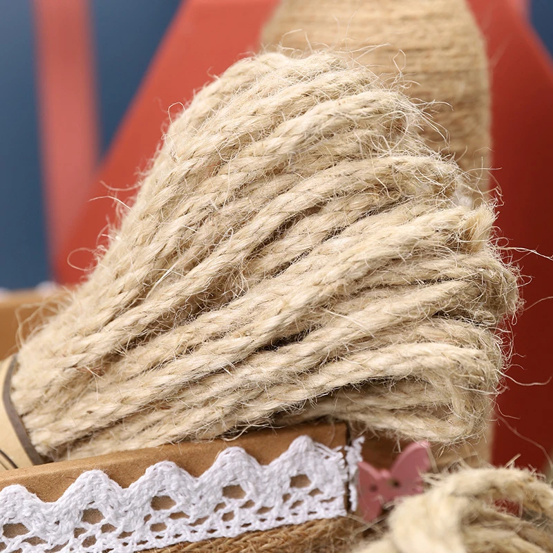 Веревка для макраме 6 мм 100% пеньковая веревка джутовый шнур однотонная бежевая