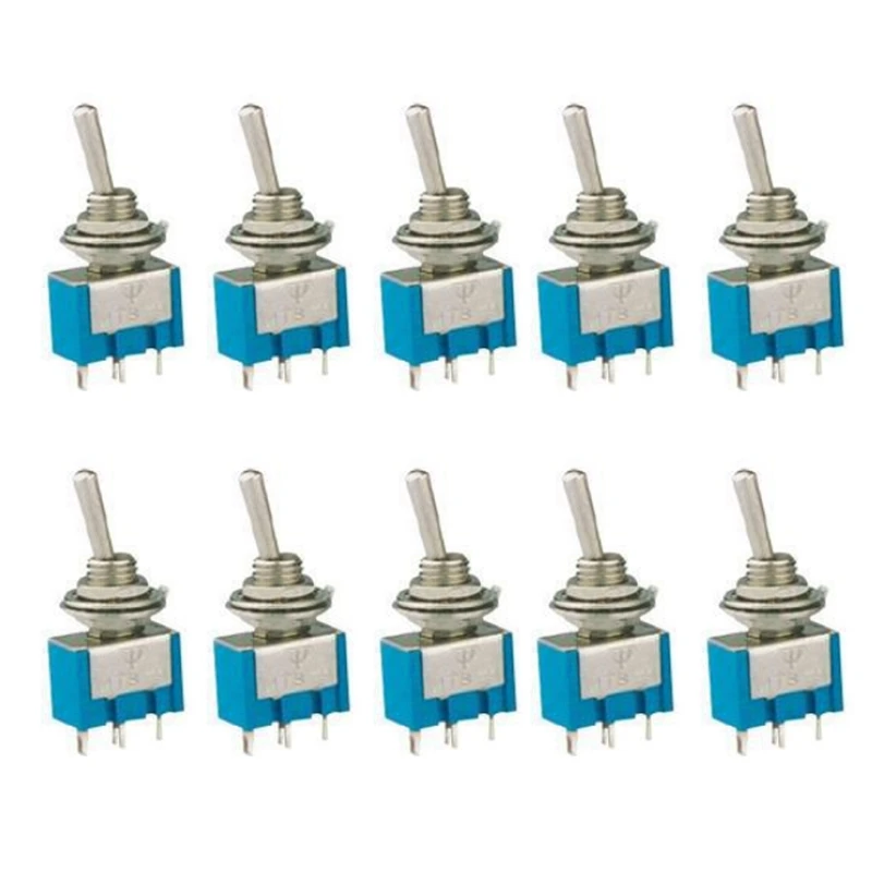 

10pcs/set MTS-101 2 Pin SPST ON-OFF 2 Position 6A 125V AC Mini Toggle Switches Kit Switch Push Button Swith Accessories 2021 New