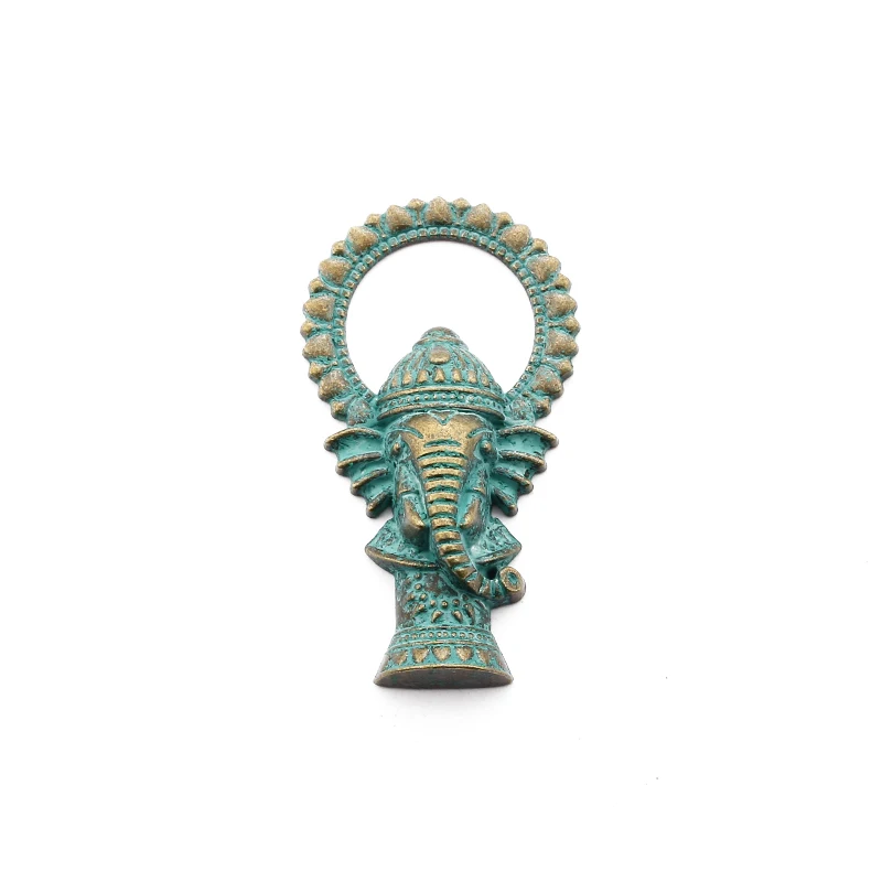 5pcs Patina Verdigris Antique Bronze Charms Elephant Head Ganesha Pendant For Necklace Jewelry Making Accessories | Украшения и