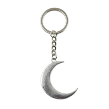 Factory Price Big Moon Pendant Key Ring Metal Chain Silver Color Men Car Gift Souvenirs Keychain Dropshipping