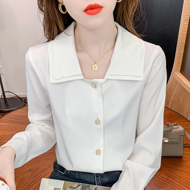 Chikichi 2021 Spring and Autumn New Korean Fashion V-neck White Chiffon Office Button Long-sleeved Ladies Shirt
Chikichi 2021 Spring and Autumn New Korean Fashion V-neck White Chiffon Office Button Long-sleeved Ladies Shirt