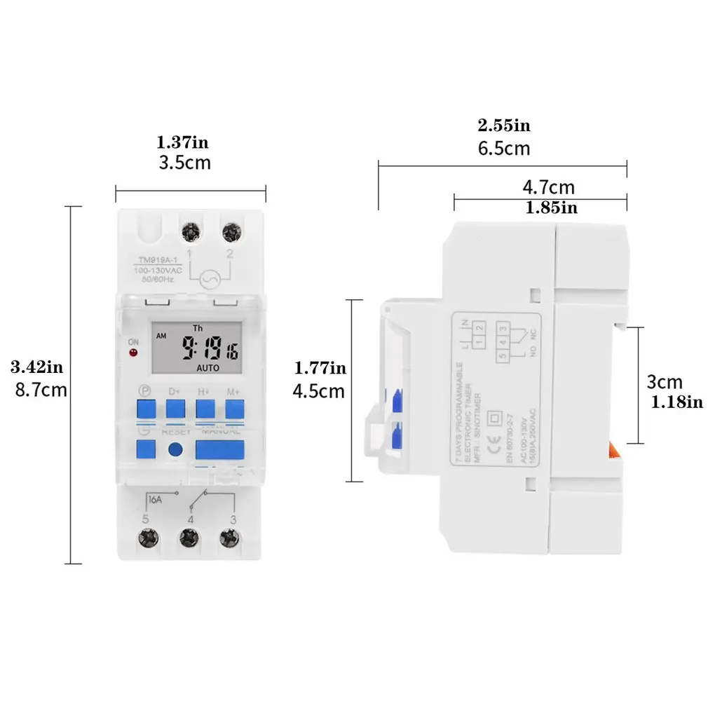 Electronic Weekly 7 Days Programmable Digital TIME Relay Timer Switch Control AC 110V 220V 12V 24V 5V 16A Din Rail Mount THC15A
Electronic Weekly 7 Days Programmable Digital TIME Relay Timer Switch Control AC 110V 220V 12V 24V 5V 16A Din Rail Mount THC15A