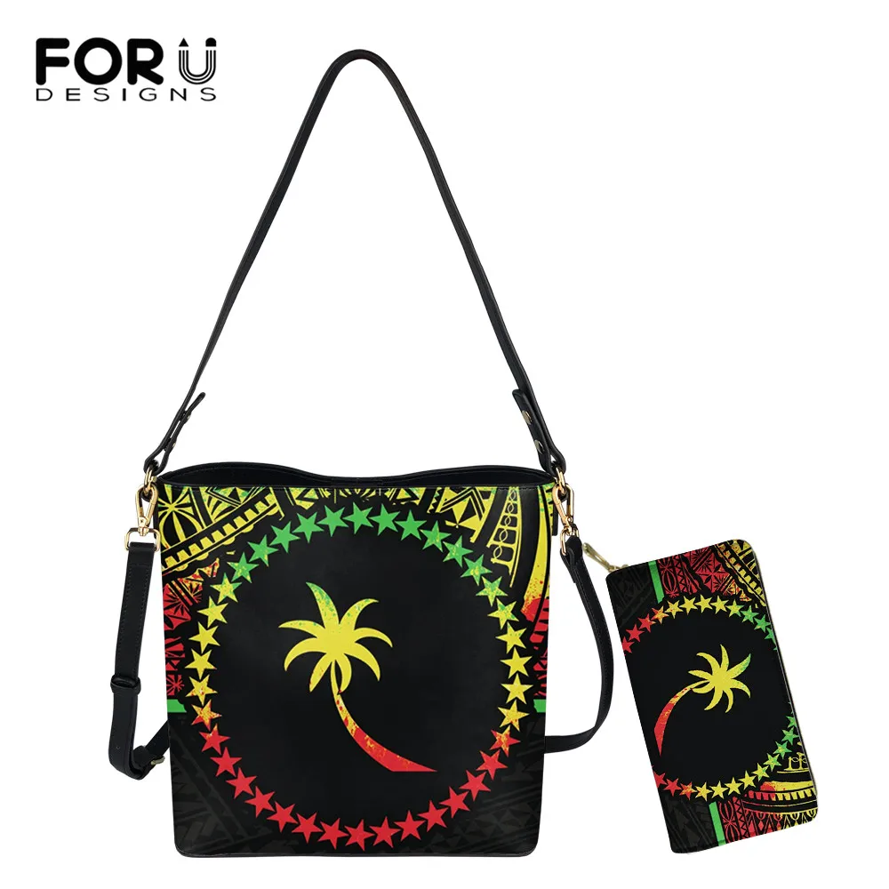FORUDESIGNS Women Shoulder Bags Clutch Sac Micronesian Reggae Color Pattern Ladies Pu Leather Bucket And Long Wallet Set/Pcs New
FORUDESIGNS Women Shoulder Bags Clutch Sac Micronesian Reggae Color Pattern Ladies Pu Leather Bucket And Long Wallet Set/Pcs New