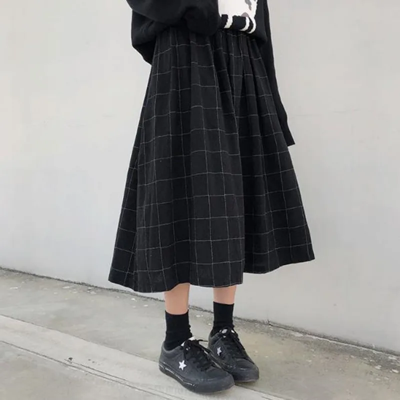2 Colors Japanese Style High Elastic Waist Long Skirts Woman 2020 Autumn Winter Plaid A-line Pleated Skirts Womens One Size
2 Colors Japanese Style High Elastic Waist Long Skirts Woman 2020 Autumn Winter Plaid A-line Pleated Skirts Womens One Size