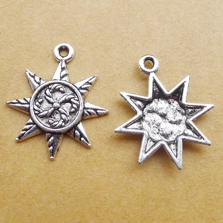 

12 Pieces/Lot 20*33mm Alloy Antique Silver Sun Charm Pendant For Jewelry DIY Making Finding Accessories