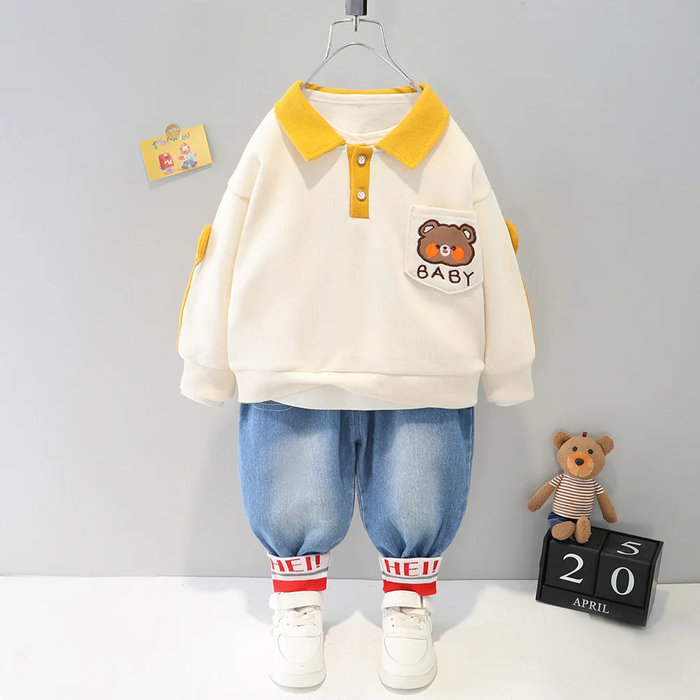 Newborn Clothes Suit Spring Infant Lapel Sweatshirt+Jeans Two Piece Baby Outfit White Yellow Pink Color Casual Toddler Boy Sets
Newborn Clothes Suit Spring Infant Lapel Sweatshirt+Jeans Two Piece Baby Outfit White Yellow Pink Color Casual Toddler Boy Sets