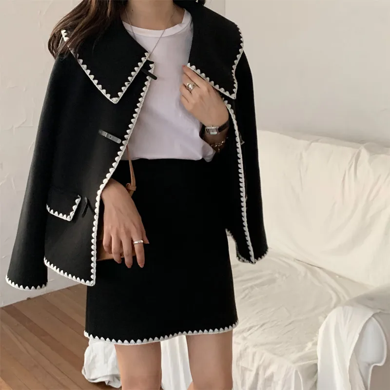 Alien Kitty Korean Casual Versatile Lapel Contrast Cashmere Warm Design Women Sets 2020 Chic Fashion Trend Gentle Women Sets
Alien Kitty Korean Casual Versatile Lapel Contrast Cashmere Warm Design Women Sets 2020 Chic Fashion Trend Gentle Women Sets