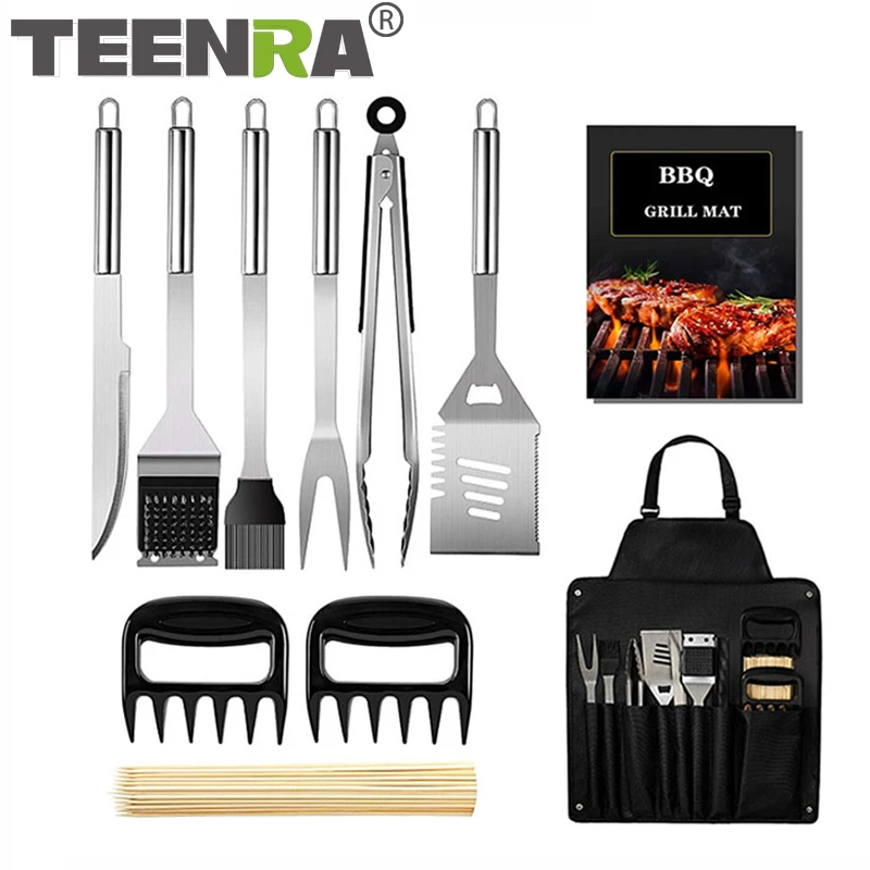 TEENRA Stainless Steel Barbecue Fork Brush Spatula Clip Tool Portable Barbecue Tool Set Aluminum Outdoor Cooking Tool
TEENRA Stainless Steel Barbecue Fork Brush Spatula Clip Tool Portable Barbecue Tool Set Aluminum Outdoor Cooking Tool