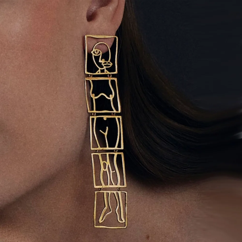 New Ins Trendy Face Individuality Statement Gold Hollow Metal Earrings Fashion Long Dangle Drop Earrings Party Jewelry Gift
New Ins Trendy Face Individuality Statement Gold Hollow Metal Earrings Fashion Long Dangle Drop Earrings Party Jewelry Gift