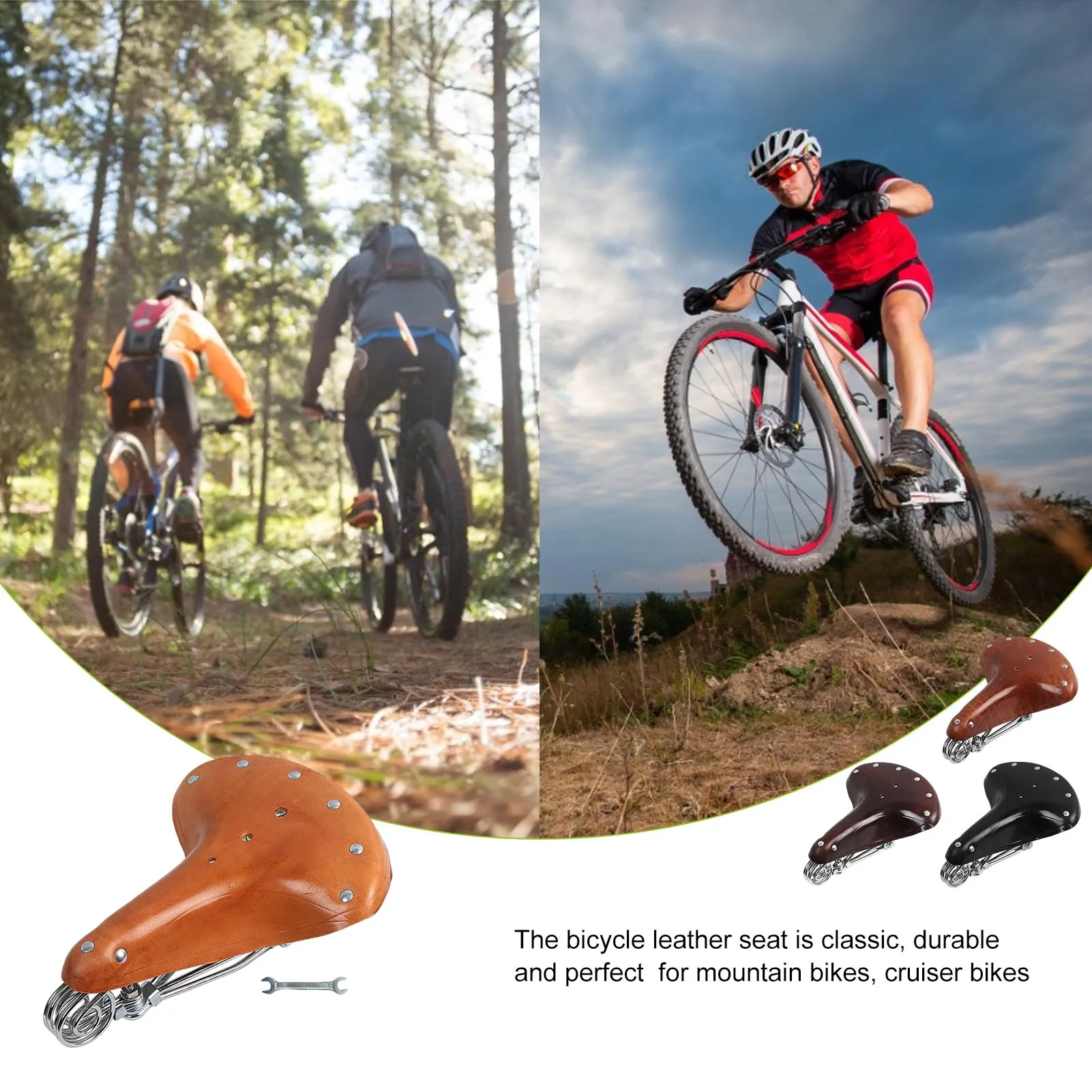 Bicycle Leather Saddle Seat Retro Bicycle Seat Multi-color Sturdy Durable Cycling Cushion Bicycle Accessories Riding Equipment
Bicycle Leather Saddle Seat Retro Bicycle Seat Multi-color Sturdy Durable Cycling Cushion Bicycle Accessories Riding Equipment