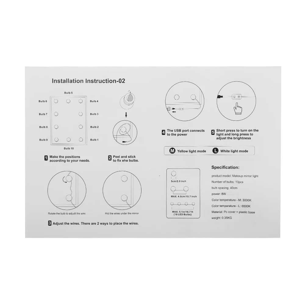 USB LED Vanity Mirror Lights Makeup Lamp 10 Bulbs Kit For Dressing Stepless Dimmable Hollywood Adjustable Comestic Lamp
USB LED Vanity Mirror Lights Makeup Lamp 10 Bulbs Kit For Dressing Stepless Dimmable Hollywood Adjustable Comestic Lamp
