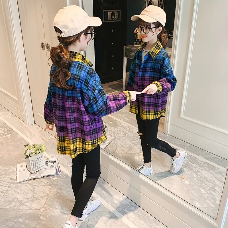 Children's Clothing 2021 Girls New Stitching Shirt Big Kids Fashion Plaid Shirt Female Baby Color Shirt Teenage Blouse 5-14Years
Children's Clothing 2021 Girls New Stitching Shirt Big Kids Fashion Plaid Shirt Female Baby Color Shirt Teenage Blouse 5-14Years