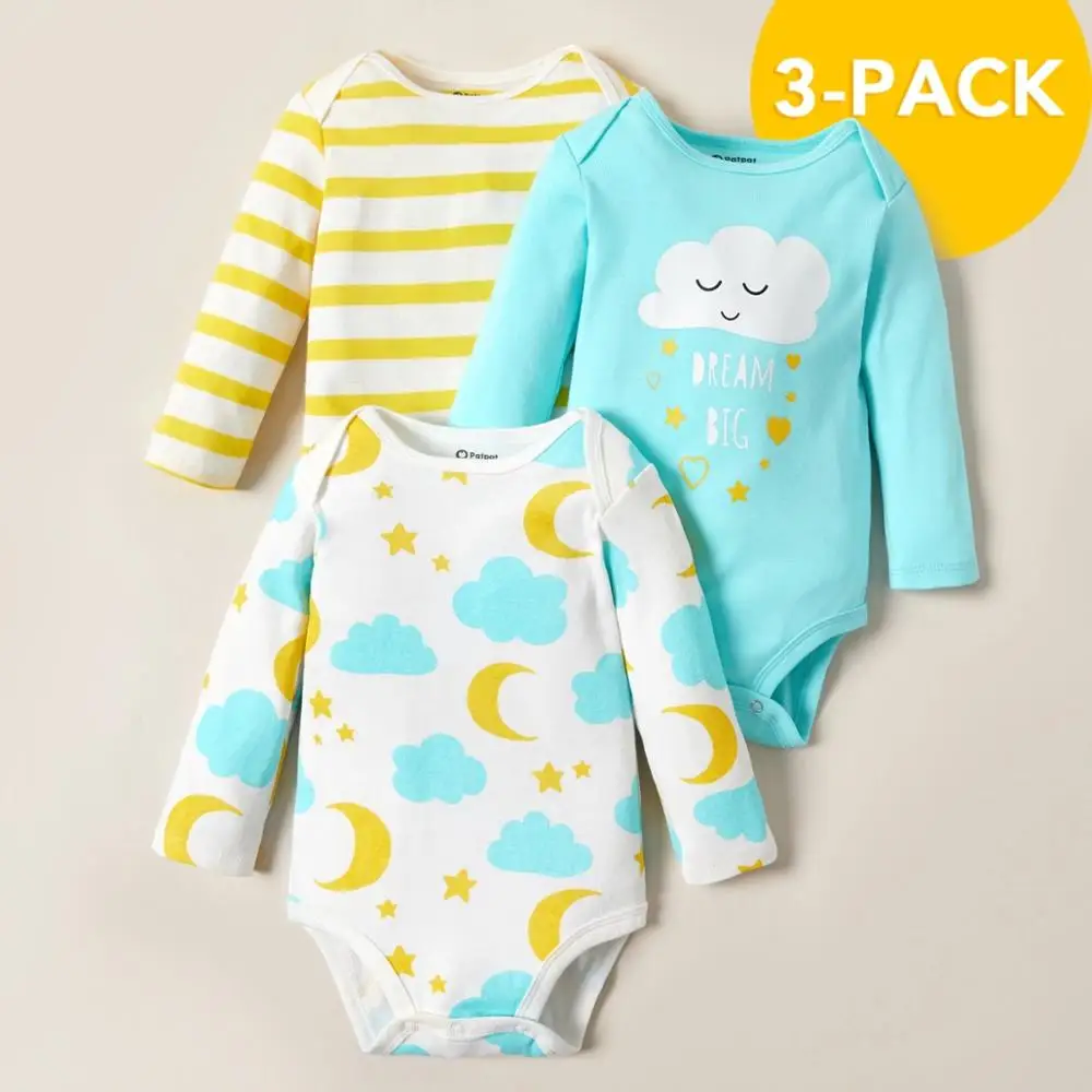 PatPat New Arrival Hot Sale Spring and Autumn 3-pack Baby Cloud Bodysuits Set Baby Girl and Boy Clothing
PatPat New Arrival Hot Sale Spring and Autumn 3-pack Baby Cloud Bodysuits Set Baby Girl and Boy Clothing