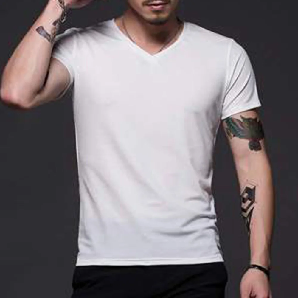 Men Casual Plain Summer Short Sleeve V Neck T-Shirt Gym Fitness Slimming Tee Top Male Pure-color Leisure Man Running Sport Tops
Men Casual Plain Summer Short Sleeve V Neck T-Shirt Gym Fitness Slimming Tee Top Male Pure-color Leisure Man Running Sport Tops
