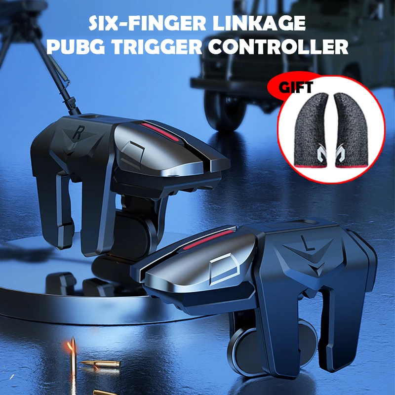 PUBG Trigger Controller Mobile Phone FPS Shooting Game Handle Joystick Six Fingers Metal Button For Android iPhone Accessories
PUBG Trigger Controller Mobile Phone FPS Shooting Game Handle Joystick Six Fingers Metal Button For Android iPhone Accessories