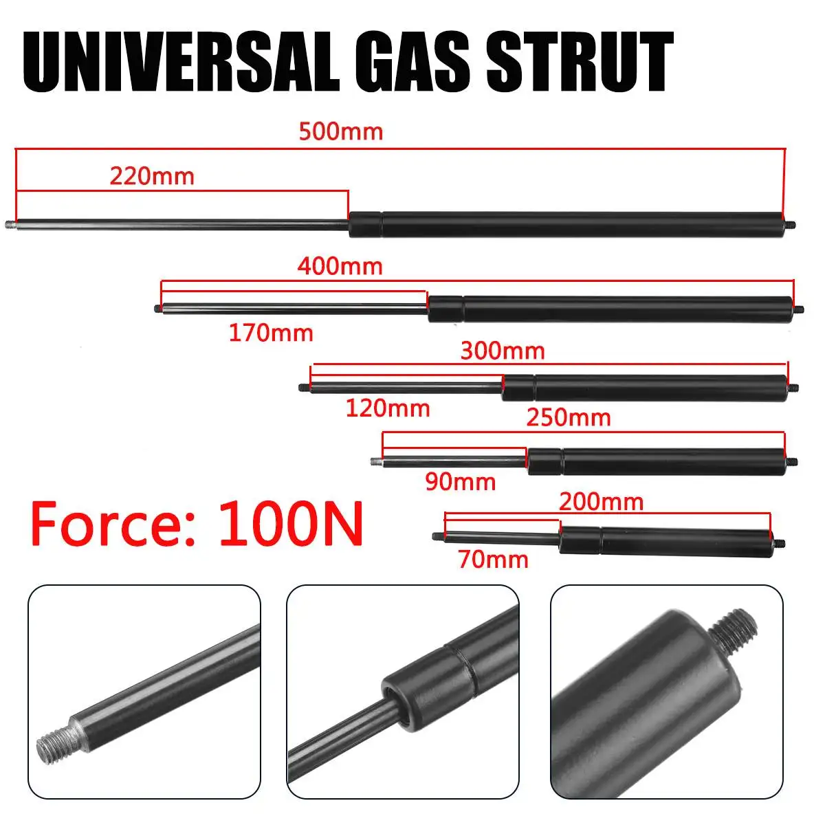 1pcs 200-500mm 100N 8mm Car Gas Strut Bars Gas Spring Hood Support Rod Shock Lift for RV Bed Window Bus Caravans
1pcs 200-500mm 100N 8mm Car Gas Strut Bars Gas Spring Hood Support Rod Shock Lift for RV Bed Window Bus Caravans